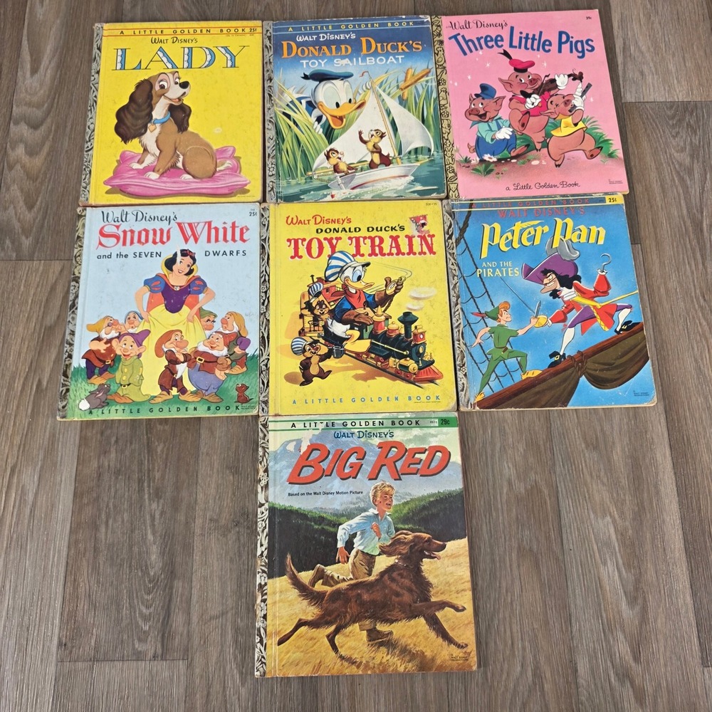 Vintage Walt Disney Little Golden Books Lot of 7 Peter Pan Snow White 50s 60s